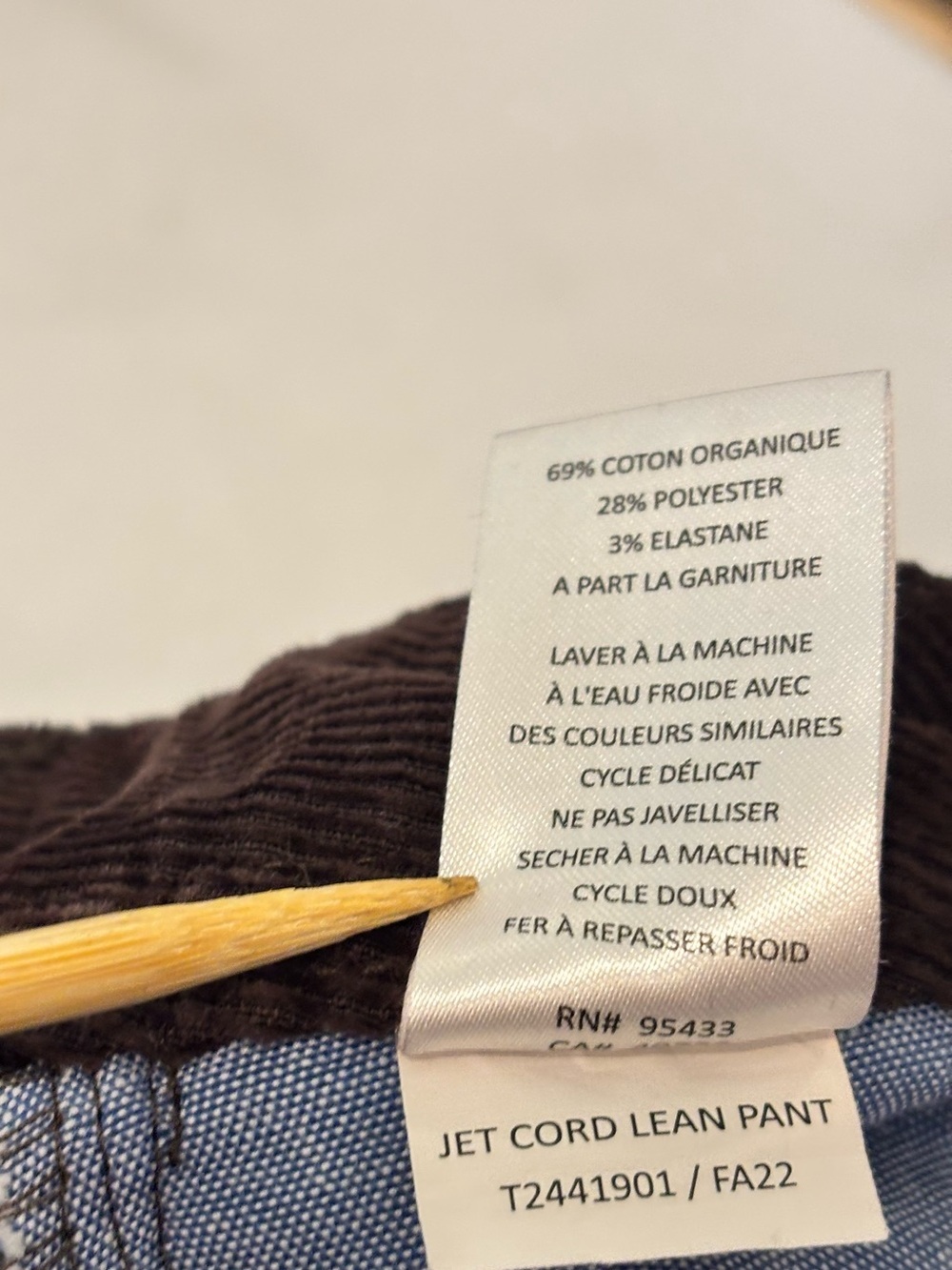 Toad&Co Jet Corduroy Lean Pants Brown Corduroy Straight Leg Stretch Size 31 - Picture 8 of 11